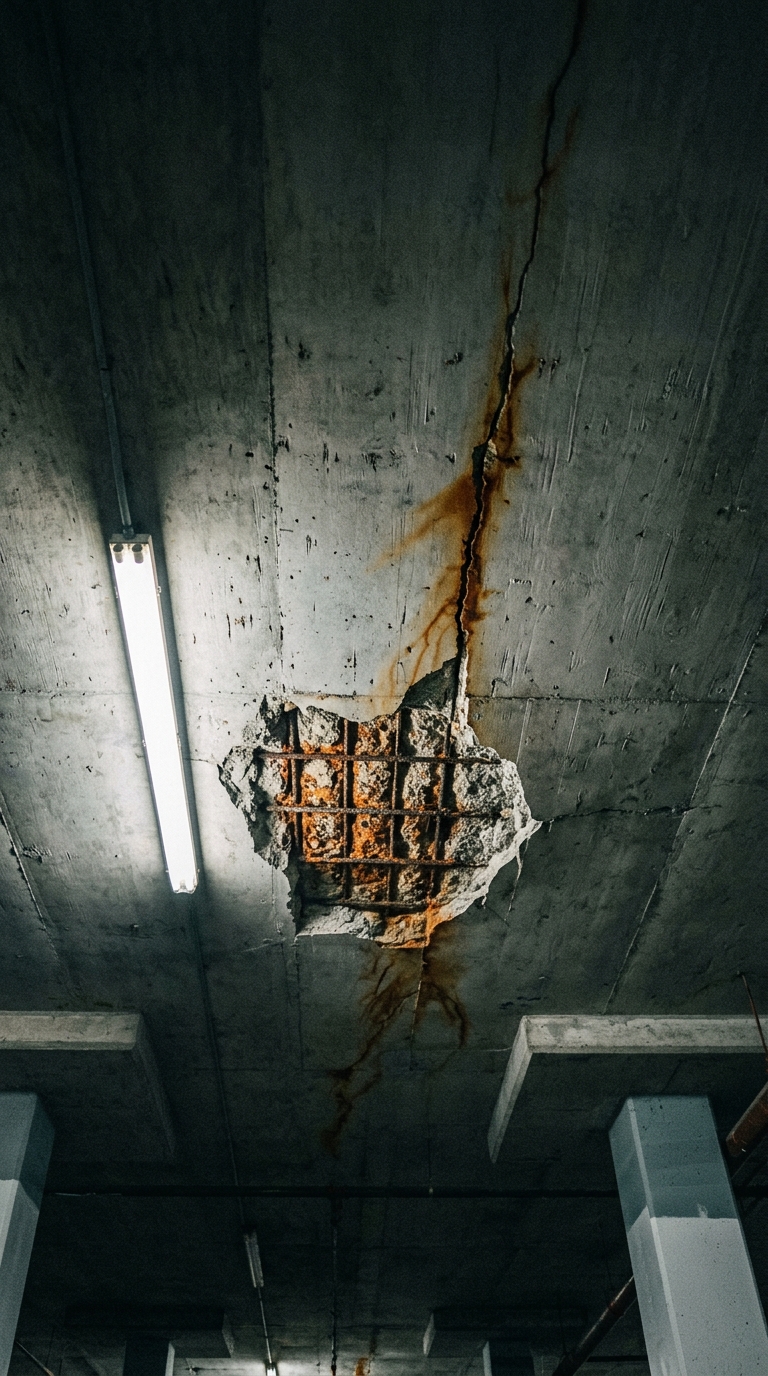 Rusty cracks overhead