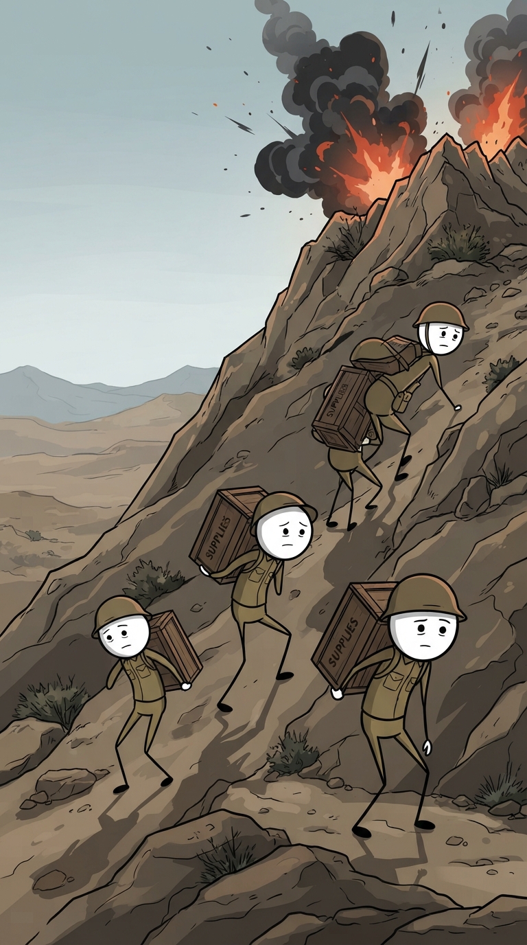 Carrying crates uphill