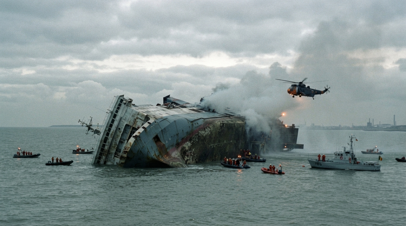 The ship rolls over