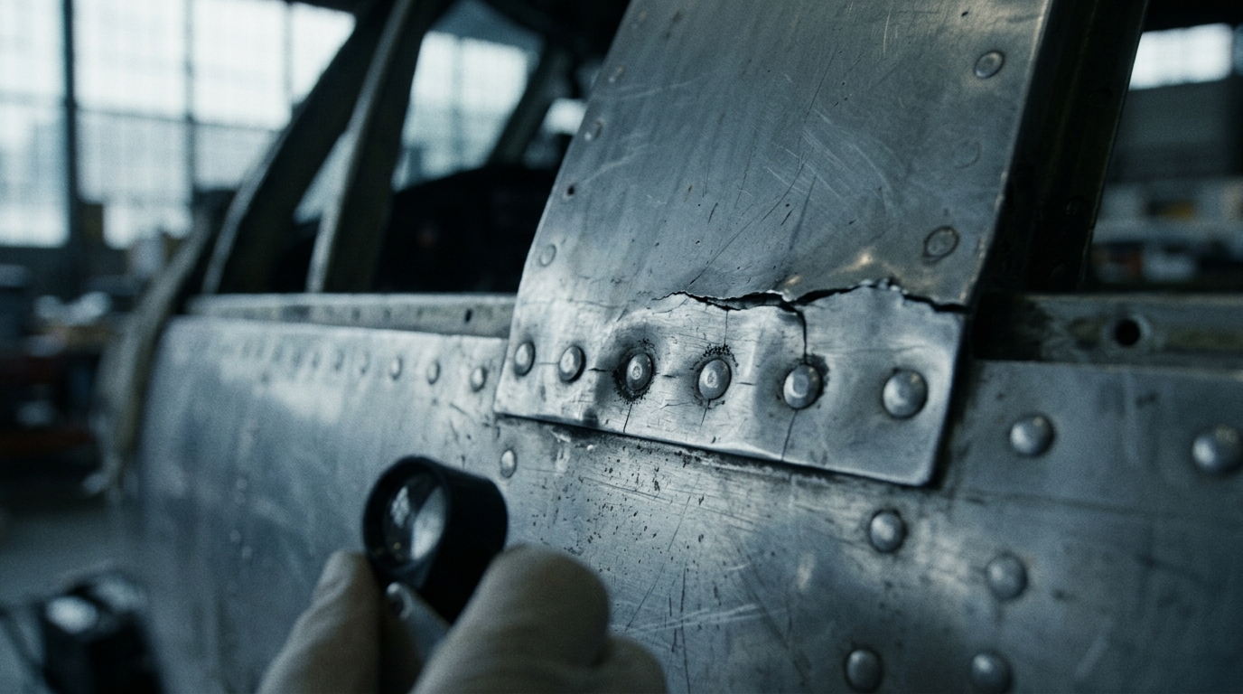 The knife edge concentrated stresses that were transferred through the rivets