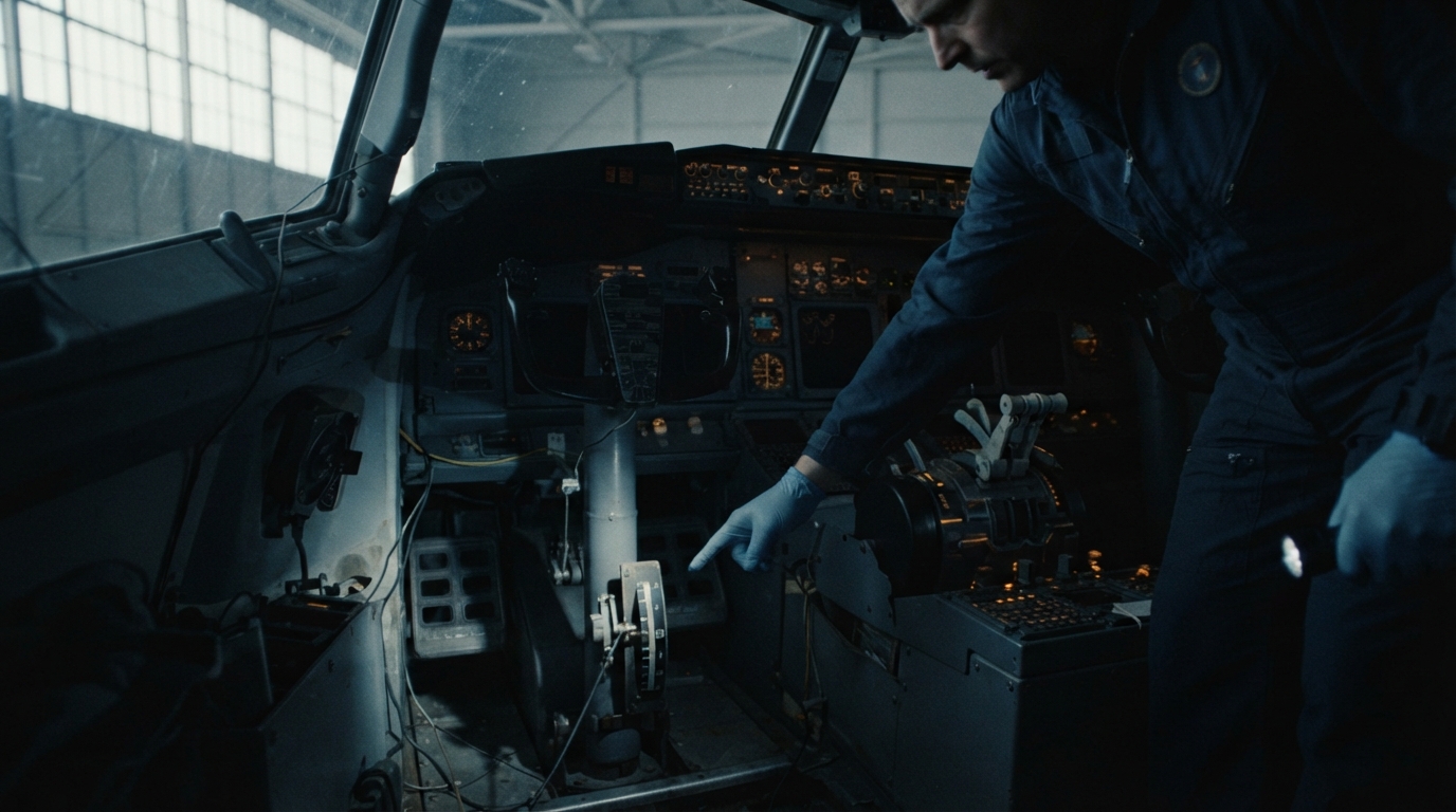 The rudder moved to the full left position and remained there until impact.