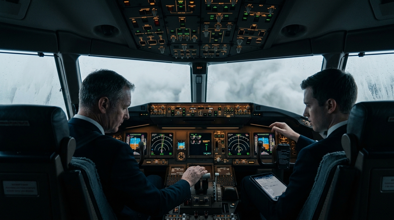 In zero visibility, the pilot's role shifts from manual flying to system management and decision-making.