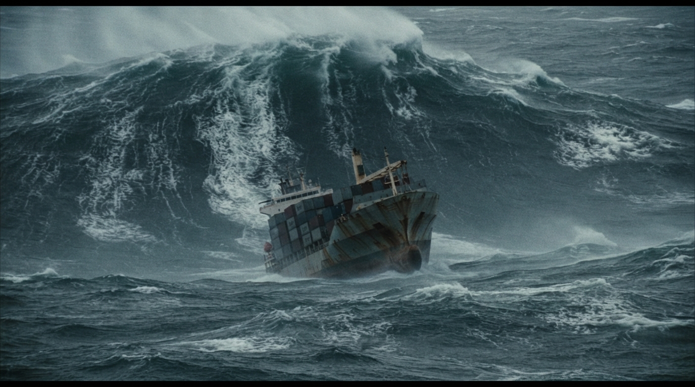 A wall of water that dwarfed the ship